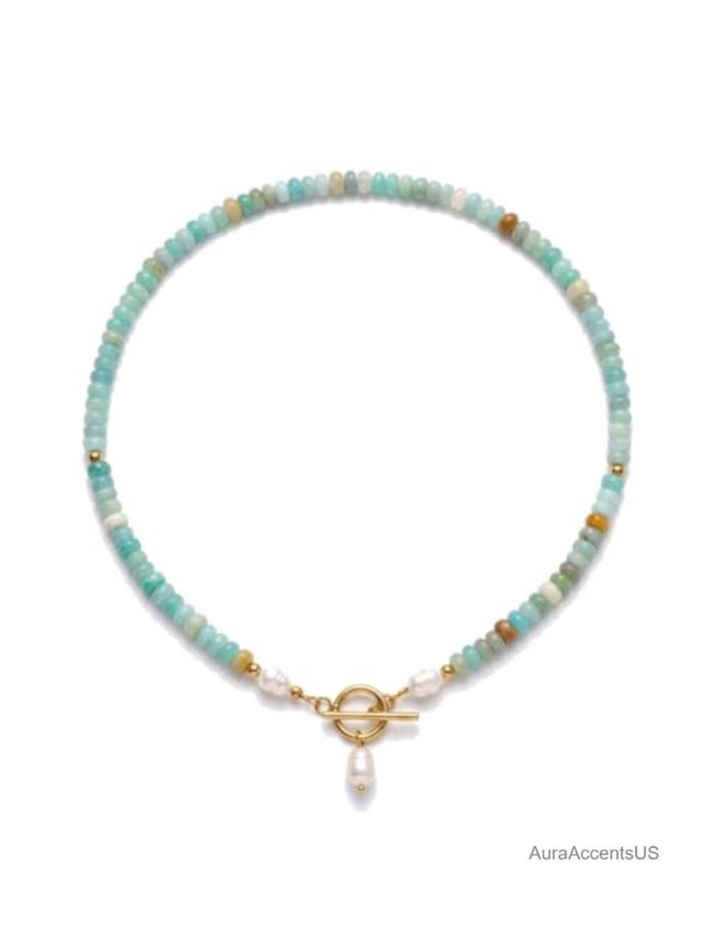 Bohemian Turquoise Beaded Statement Choker Necklace with Pearl Accent